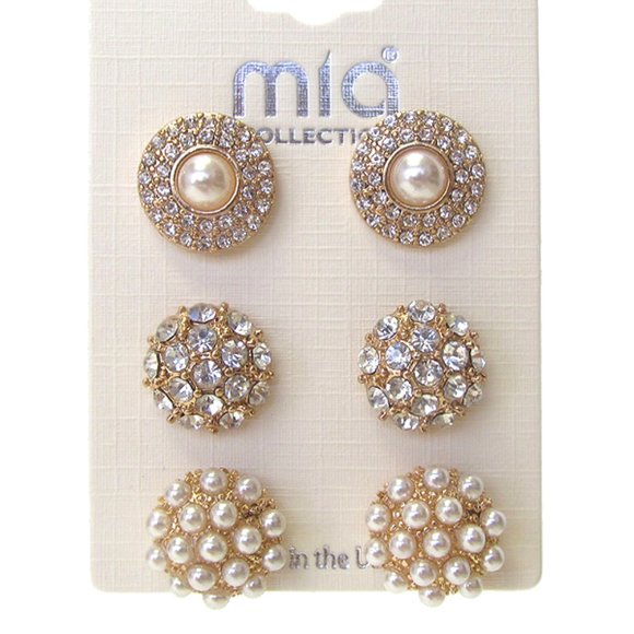 MIA Jewelry - CRYSTAL & PEARL EARRINGS BUNDLE 3 WEDDING EVENING